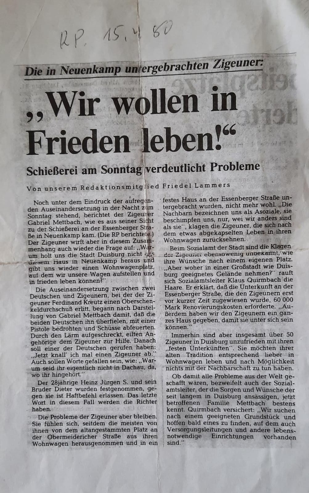 Zeitungsartikel, Rheinische Post, 14.4.1980, Folgeseite